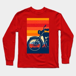 Motorcycle 1970’s Graphic Design Long Sleeve T-Shirt